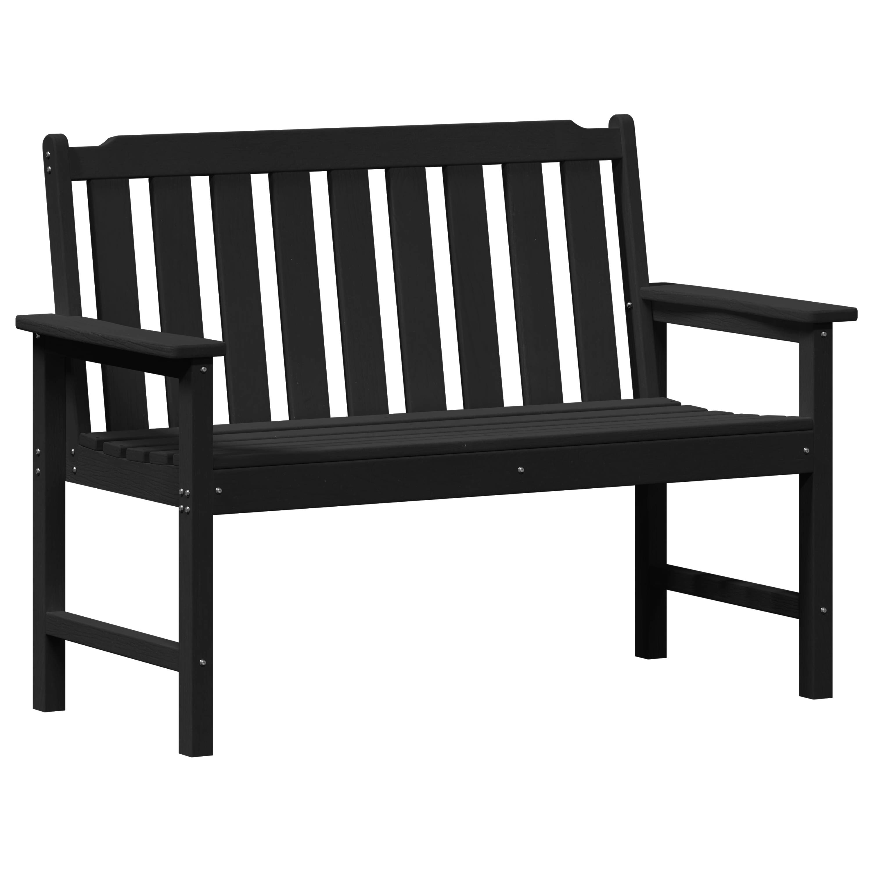vidaXL Gartenbank Schwarz 120 cm HDPE