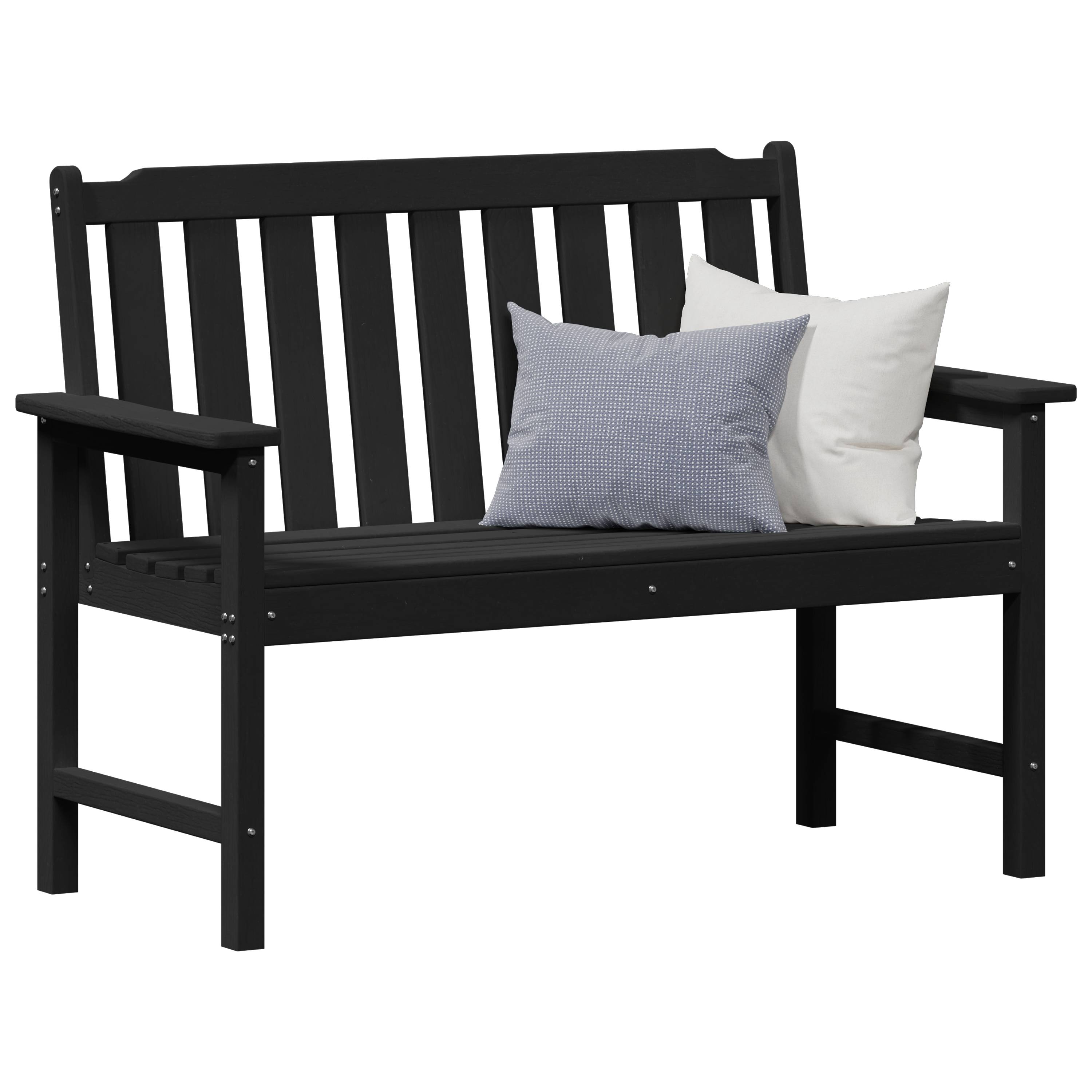 vidaXL Gartenbank Schwarz 120 cm HDPE