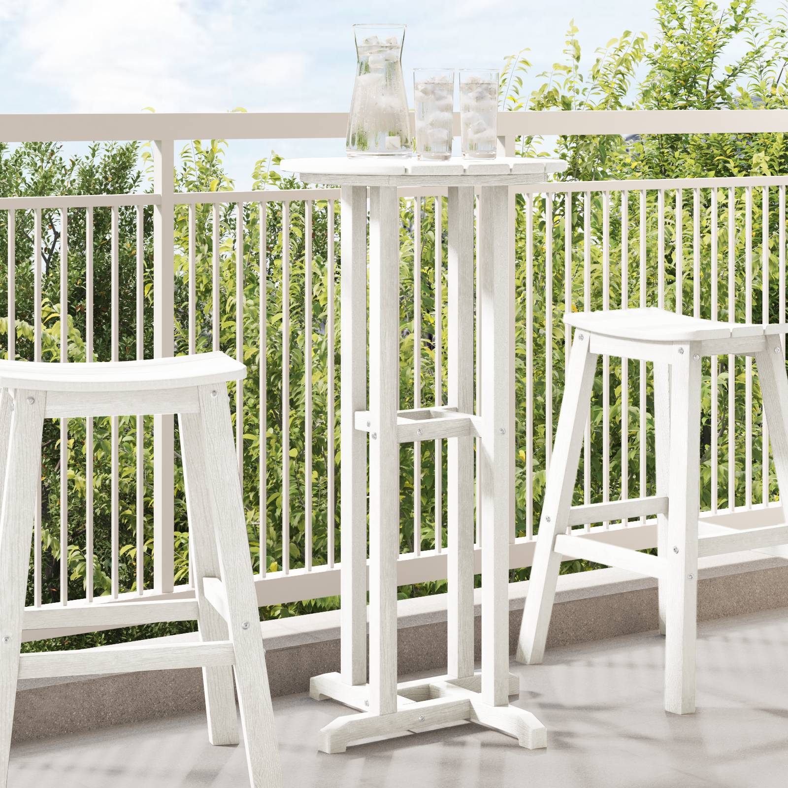 vidaXL Bar Tisch Weiß 55x55x107 cm HDPE