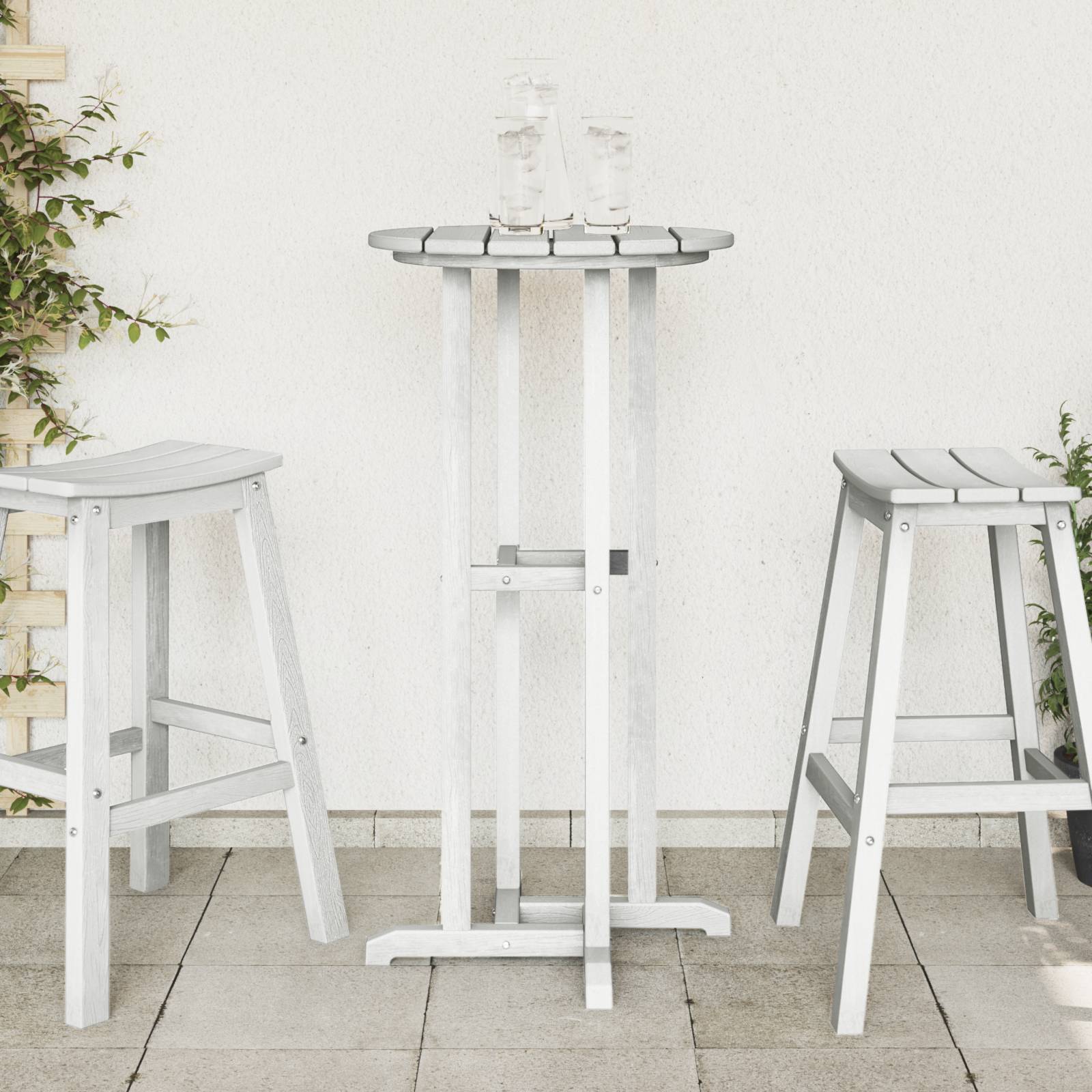 vidaXL Bar Tisch Weiß 55x55x107 cm HDPE