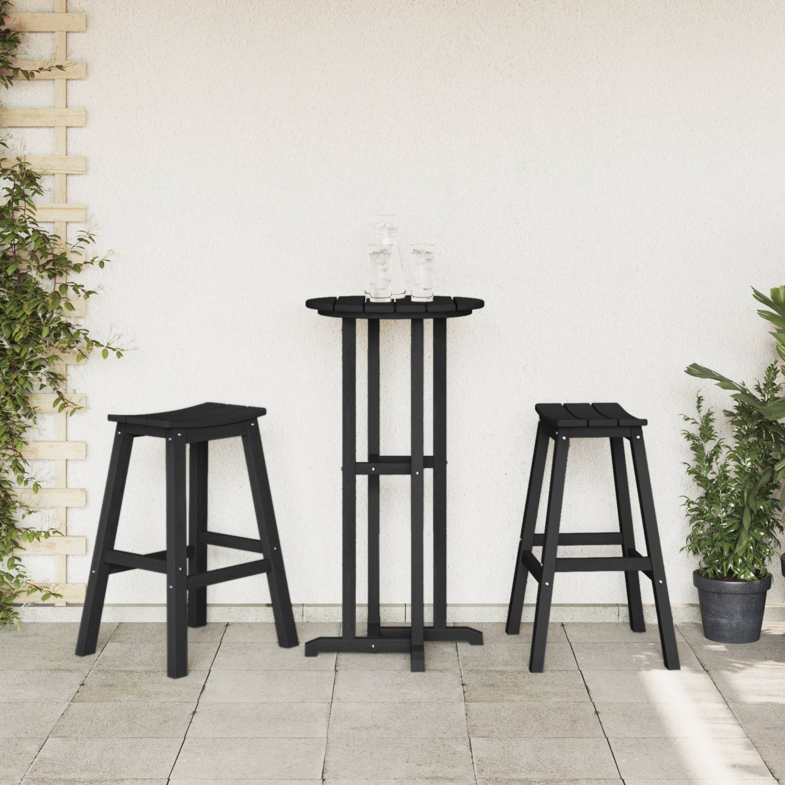 vidaXL Barhocker 2er Set Schwarz HDPE