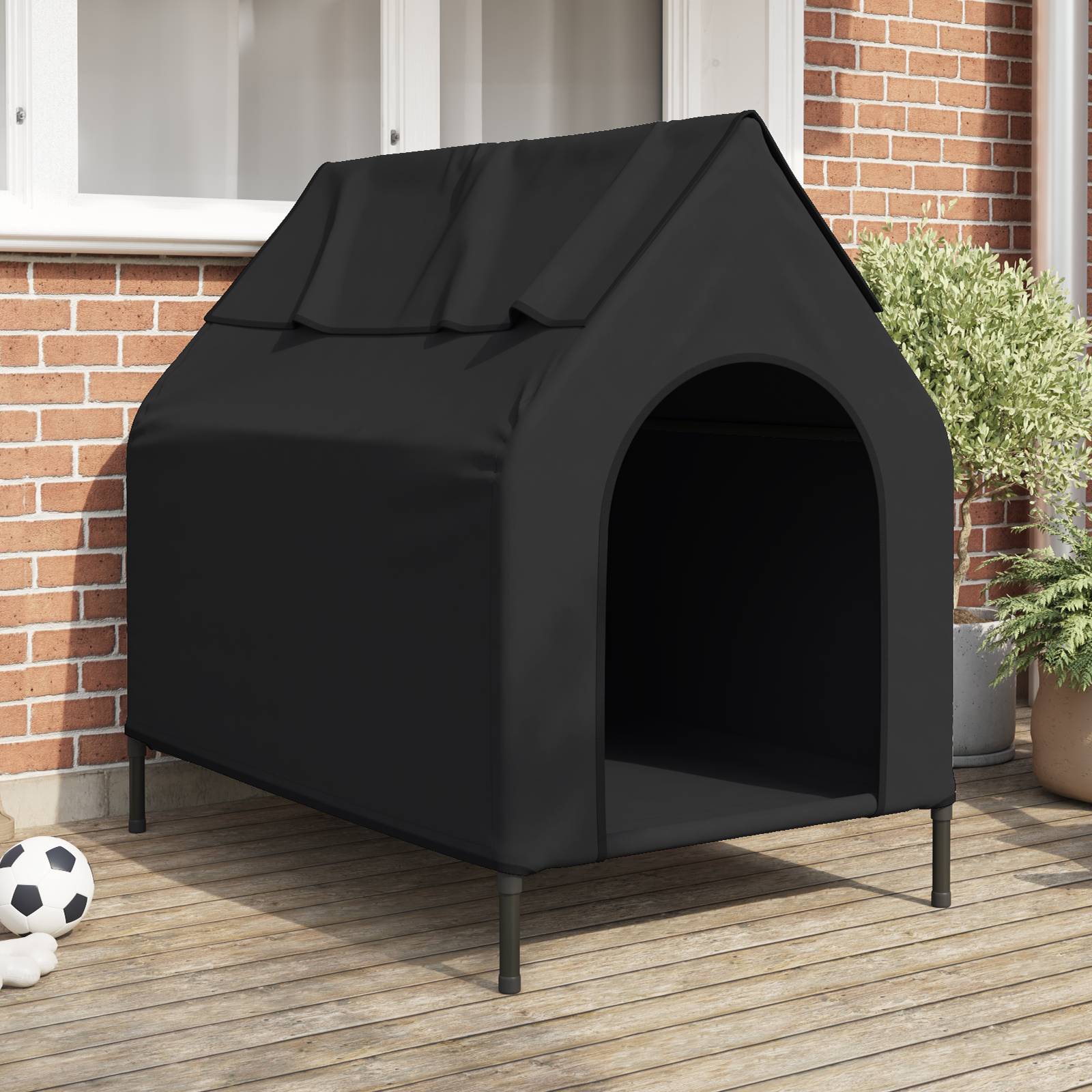 vidaXL Hundehütte Schwarze Oxford-Stoff und Stahl