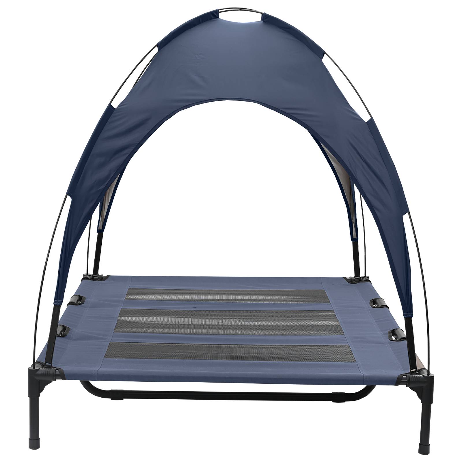 vidaXL Erhöhtes Hundebett mit abnehmbarem Dach Marine Blau XL Stahl