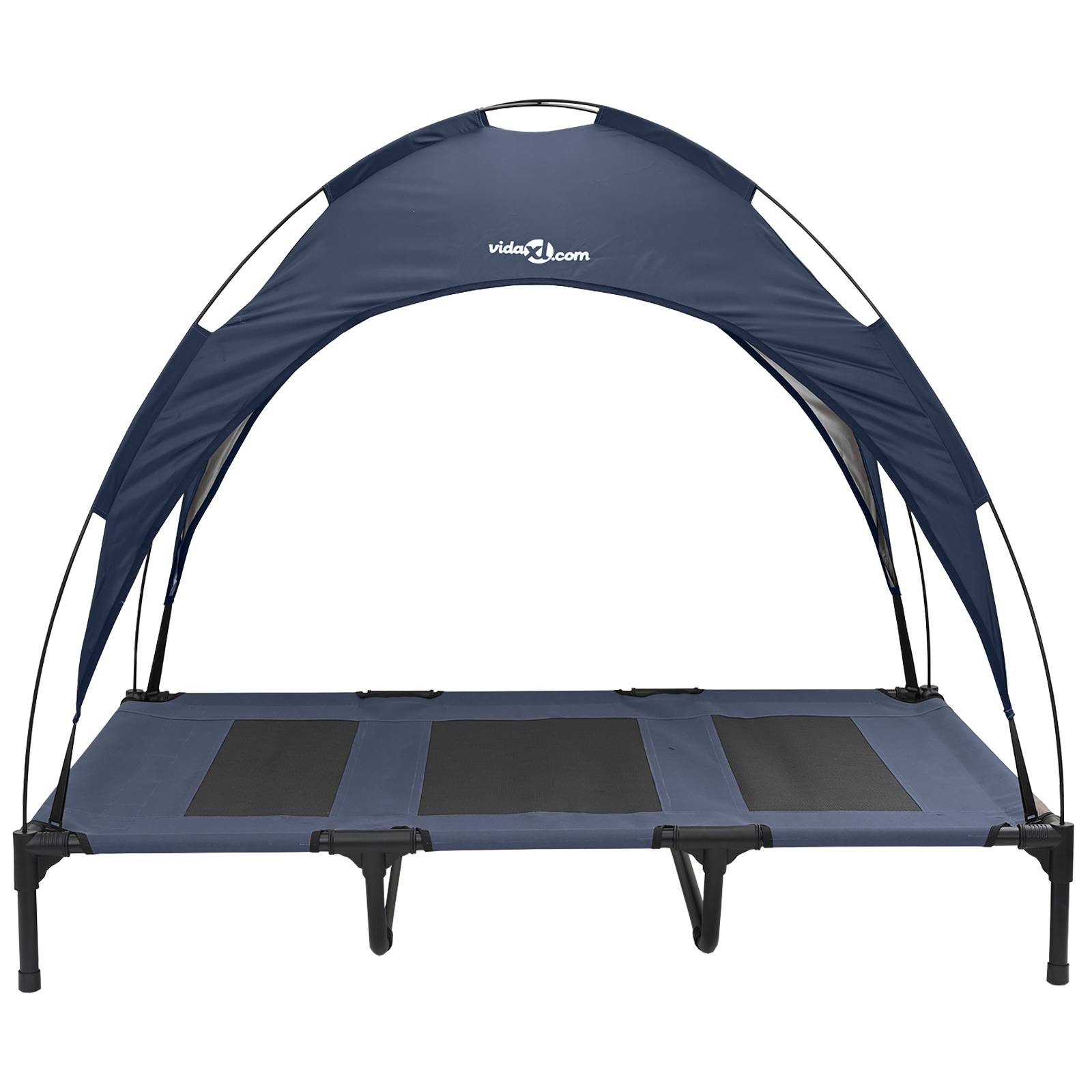 vidaXL Erhöhtes Hundebett mit abnehmbarem Dach Marine Blau XL Stahl