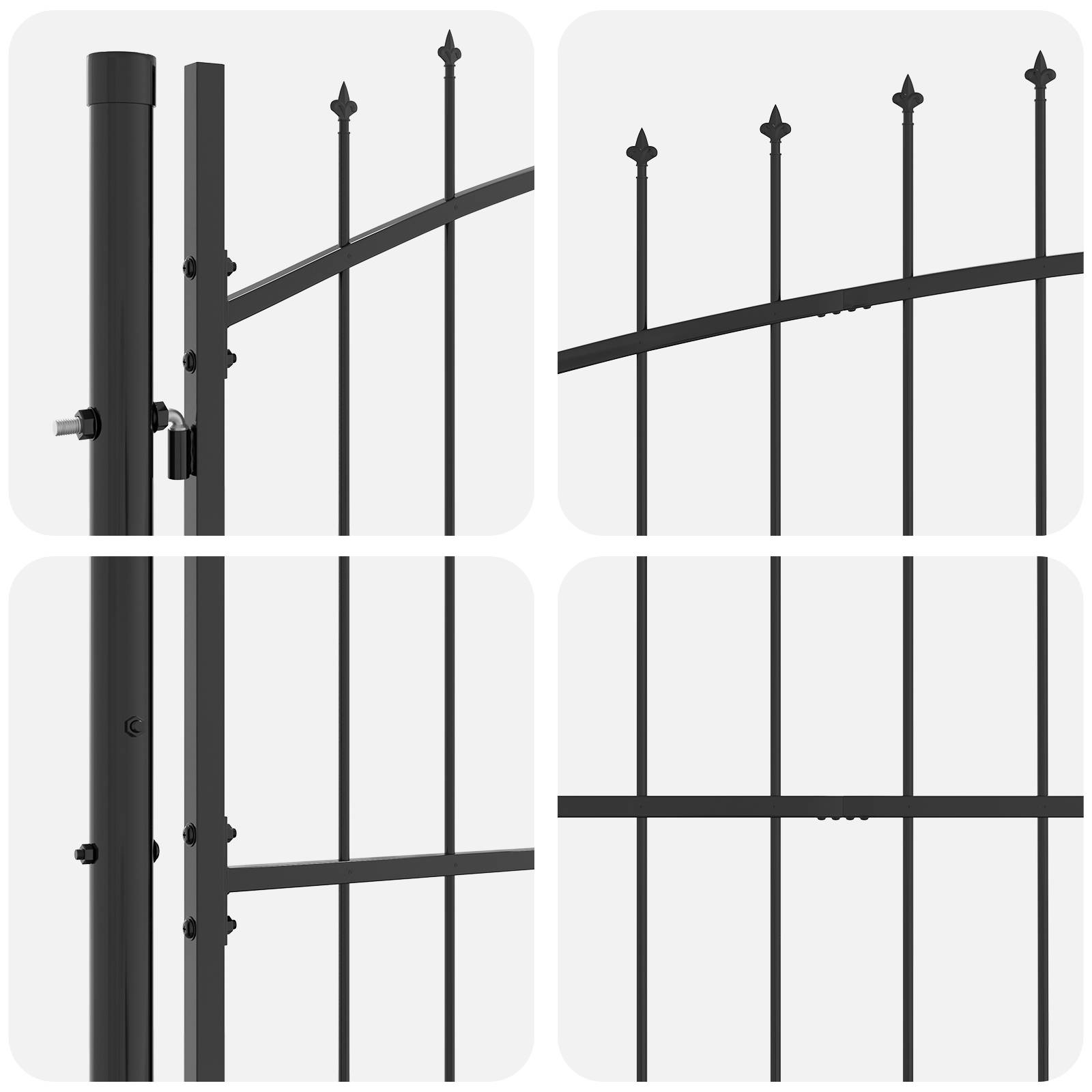 vidaXL Gartentor mit Spear Top Doppelt schwenkbar Grau 175x400 cm Stahl