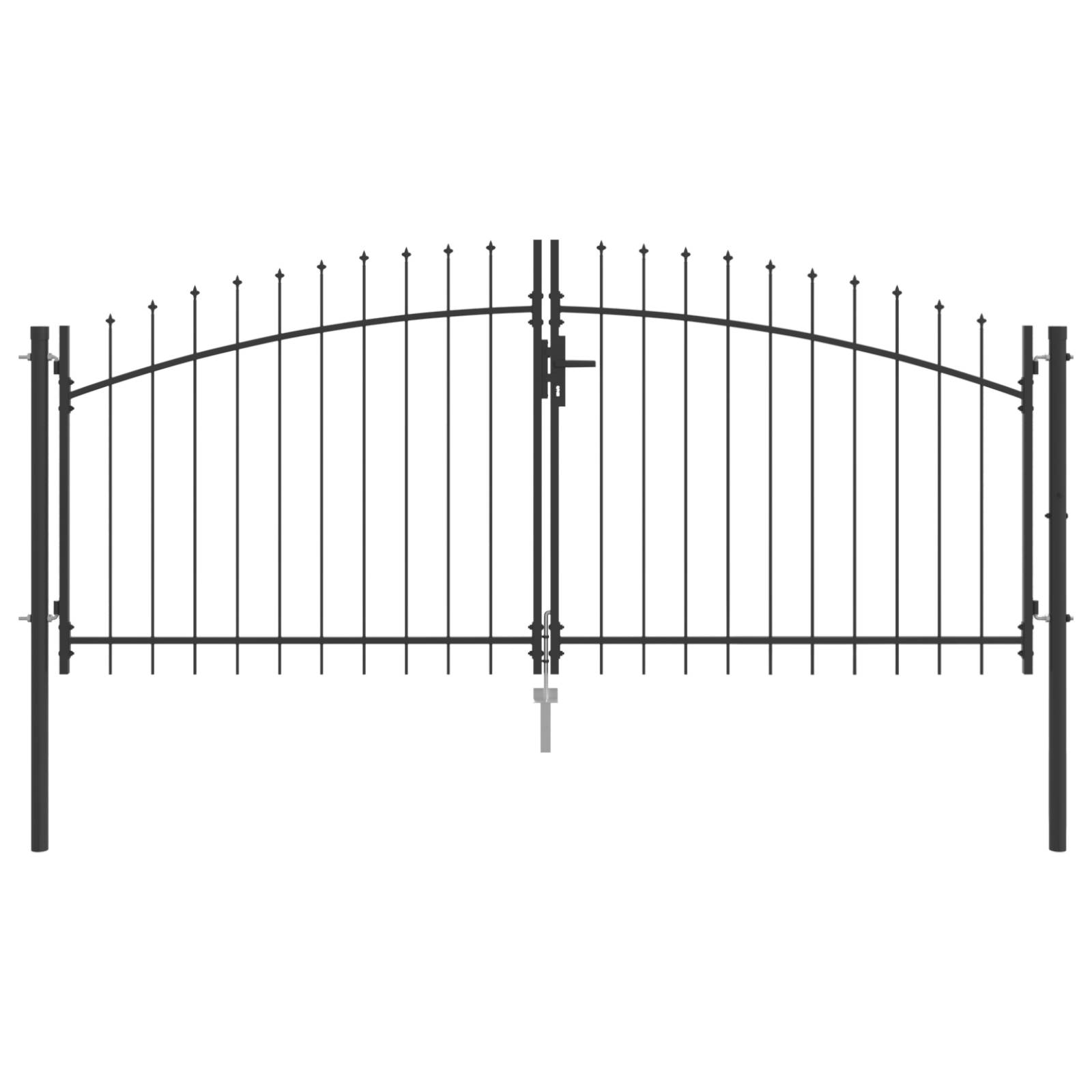 vidaXL Gartentor mit Spitzen-Doppeltor Grau 125x300 cm Stahl