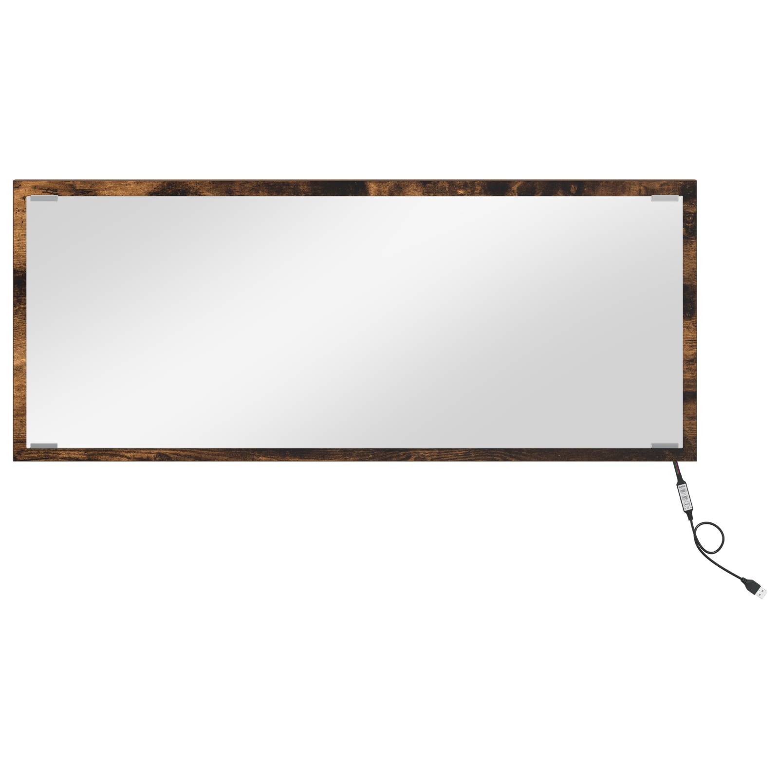 vidaXL LED Badezimmer Spiegel Räuchereiche 90x8,5x37 cm Holzwerkstoff