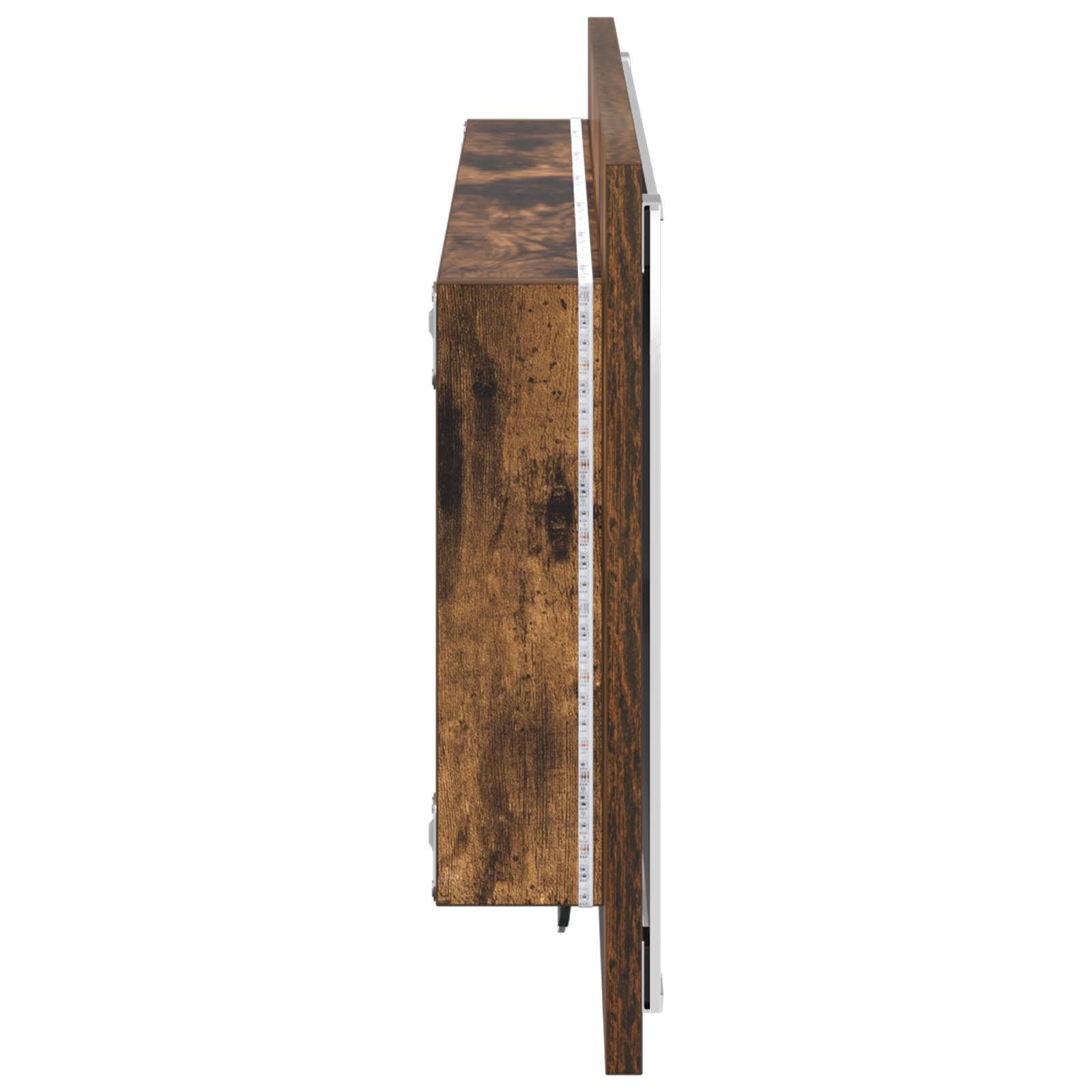 vidaXL LED Badezimmer Spiegel Räuchereiche 90x8,5x37 cm Holzwerkstoff