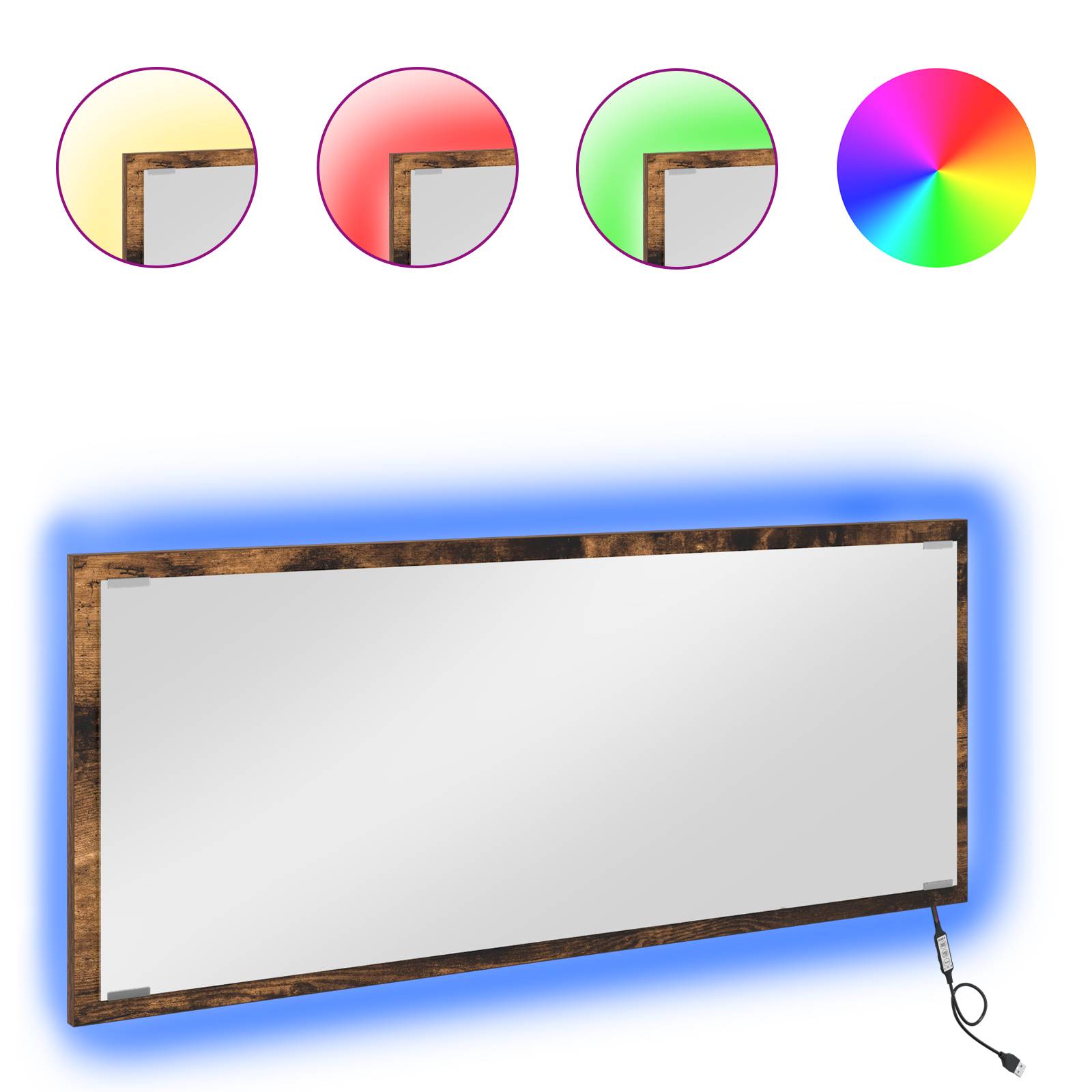 vidaXL LED Badezimmer Spiegel Räuchereiche 90x8,5x37 cm Holzwerkstoff
