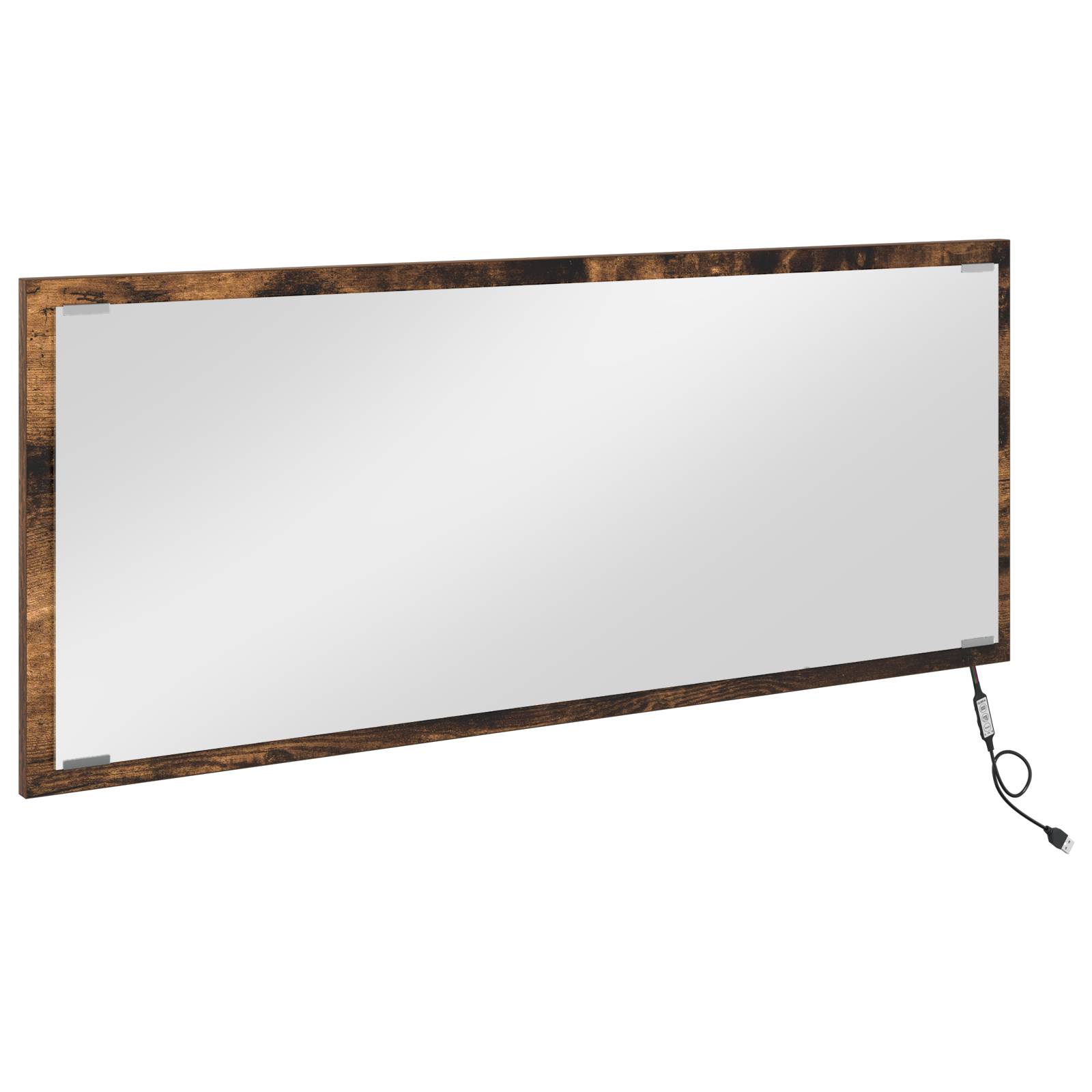 vidaXL LED Badezimmer Spiegel Räuchereiche 90x8,5x37 cm Holzwerkstoff
