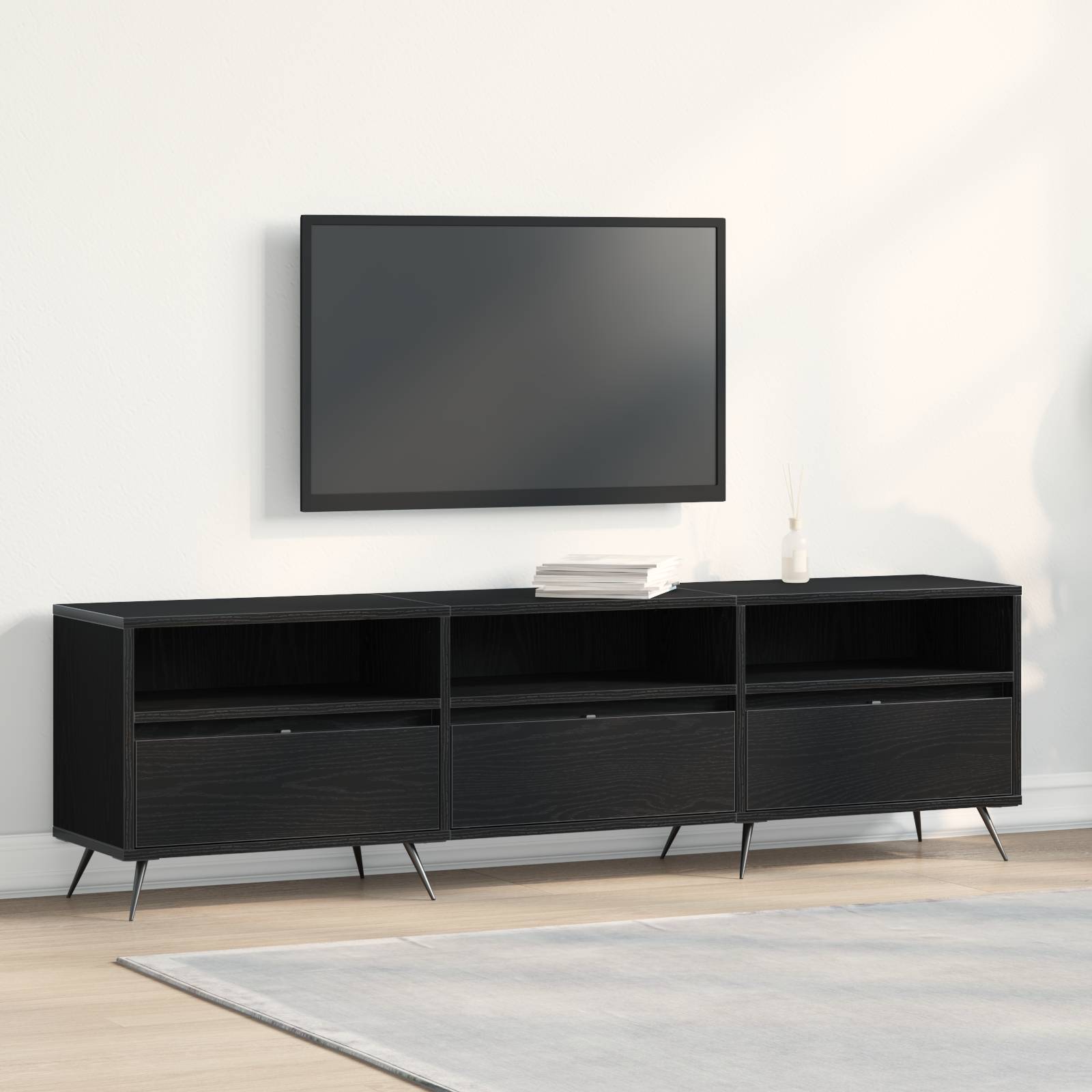 vidaXL TV-Schrank Schwarz 150x30x44,5 cm Holzwerkstoff