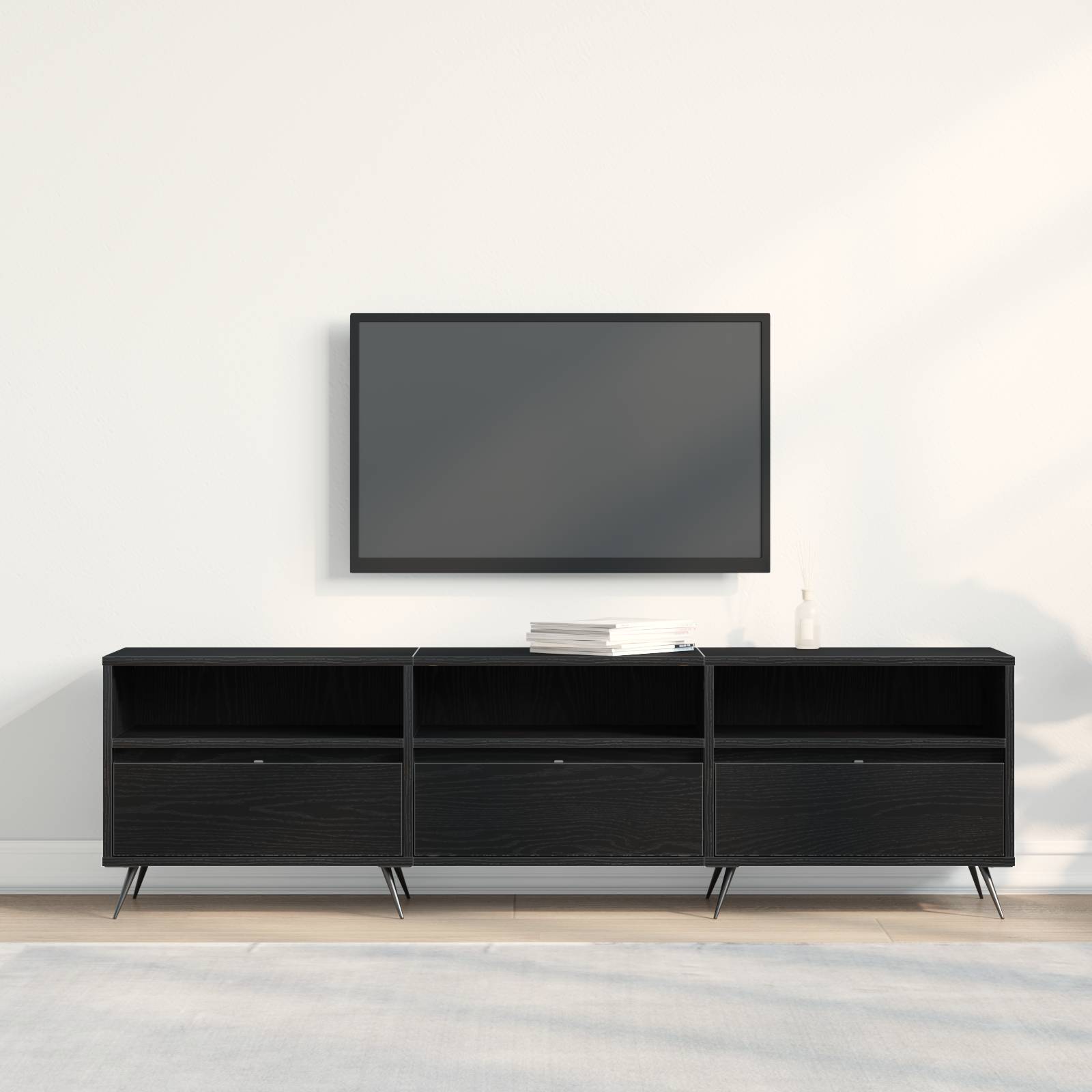 vidaXL TV-Schrank Schwarz 150x30x44,5 cm Holzwerkstoff
