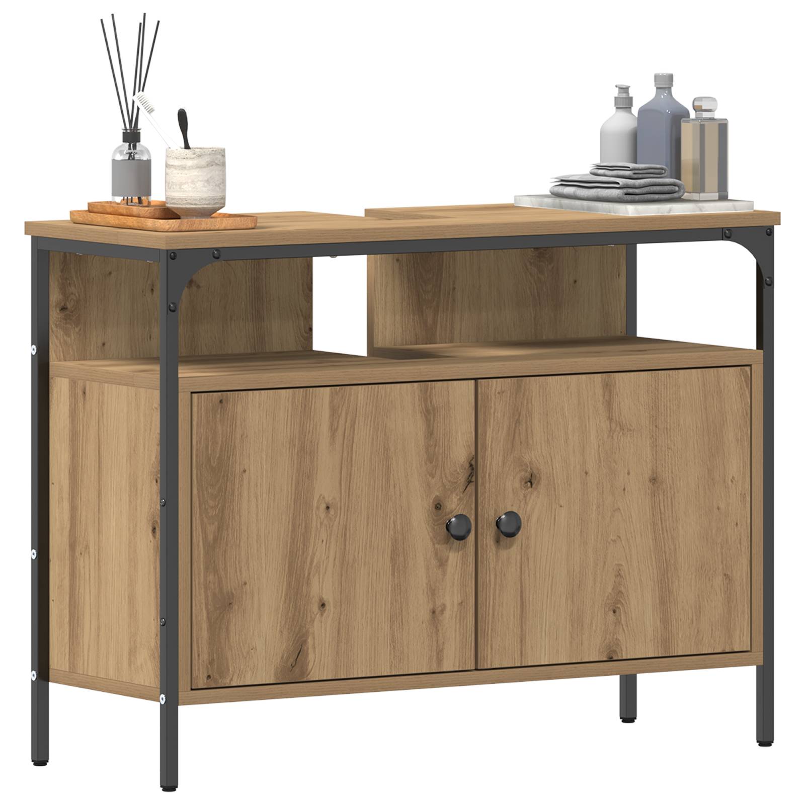 vidaXL Waschbeckenunterschrank Artisan Eiche 80x30x60 cm Holzwerkstoff