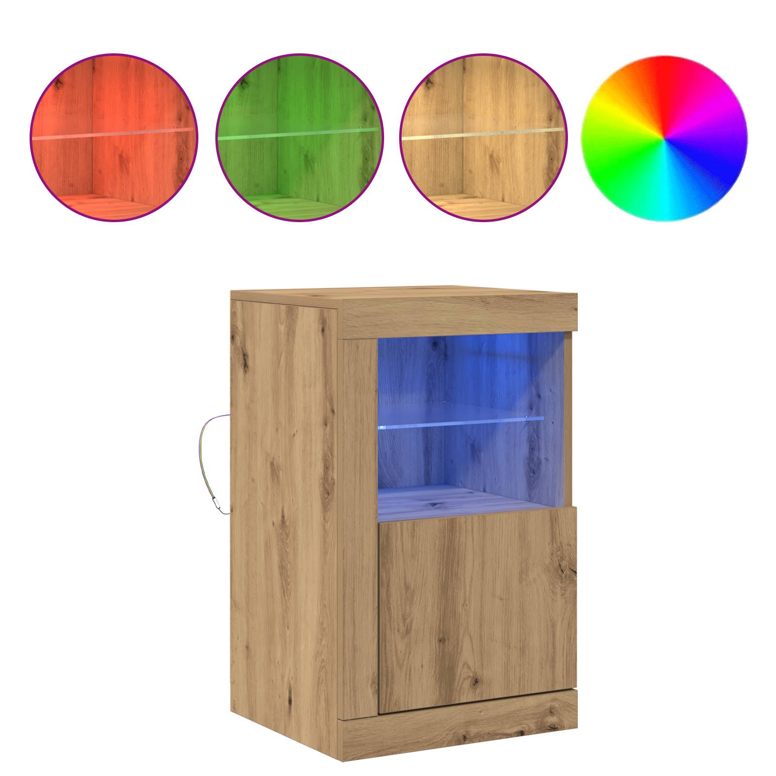 vidaXL Seitenschränke mit LED-Lichtern 2 Stück Artisan Eiche 41x37x67 cm