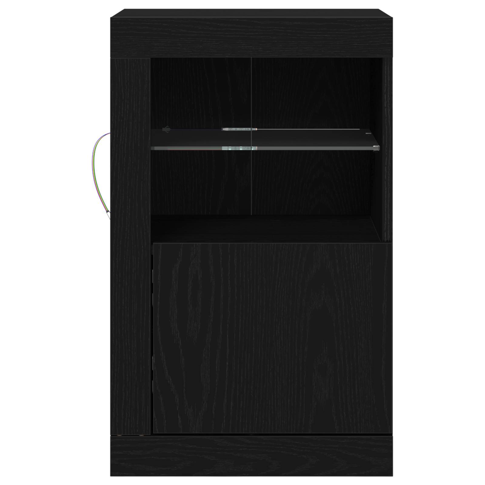 vidaXL Seitenschränke mit LED-Lichtern 2 Stück Schwarz Eiche 41x37x67 cm