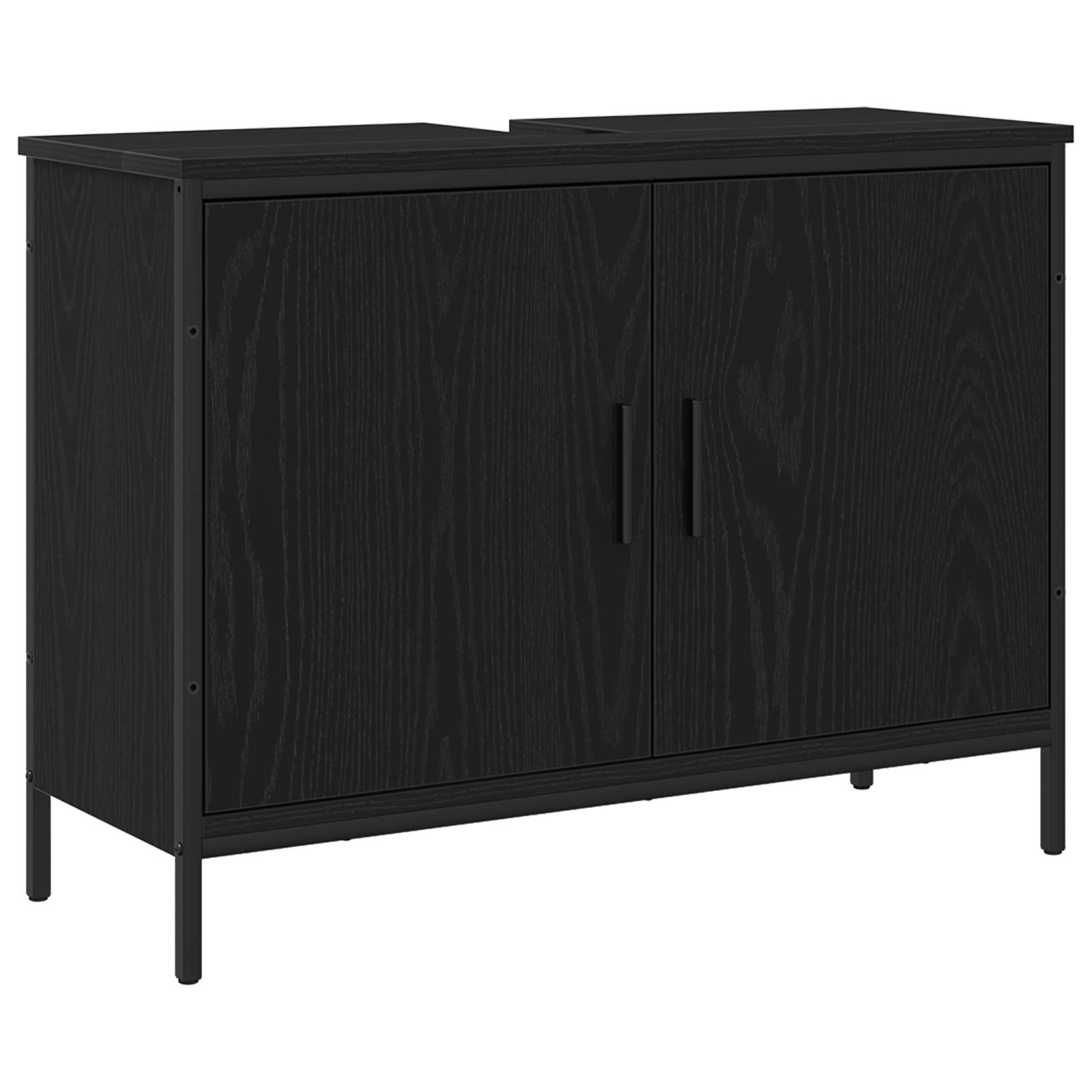 vidaXL Badezimmermöbel-Set mit Regal 3 pcs Schwarz Holzwerkstoff