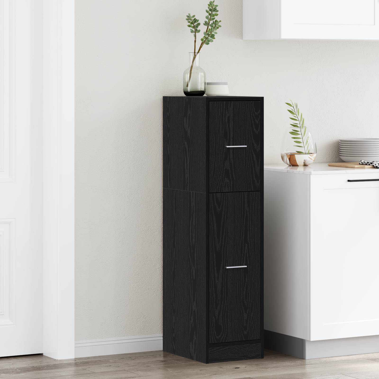 vidaXL Apotheker Schrank Schwarz Eiche 30x41x118 cm Holzwerkstoff