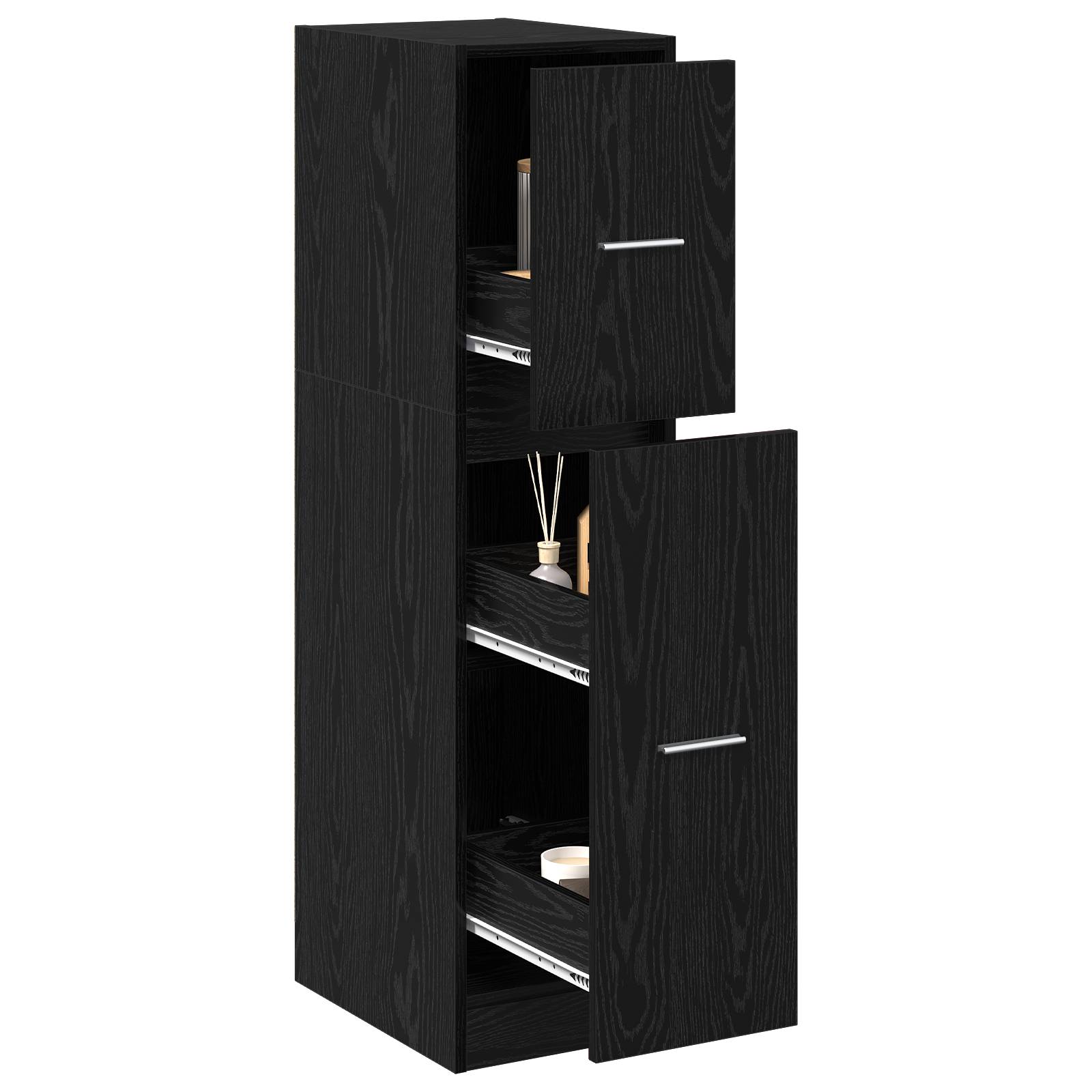vidaXL Apotheker Schrank Schwarz Eiche 30x41x118 cm Holzwerkstoff