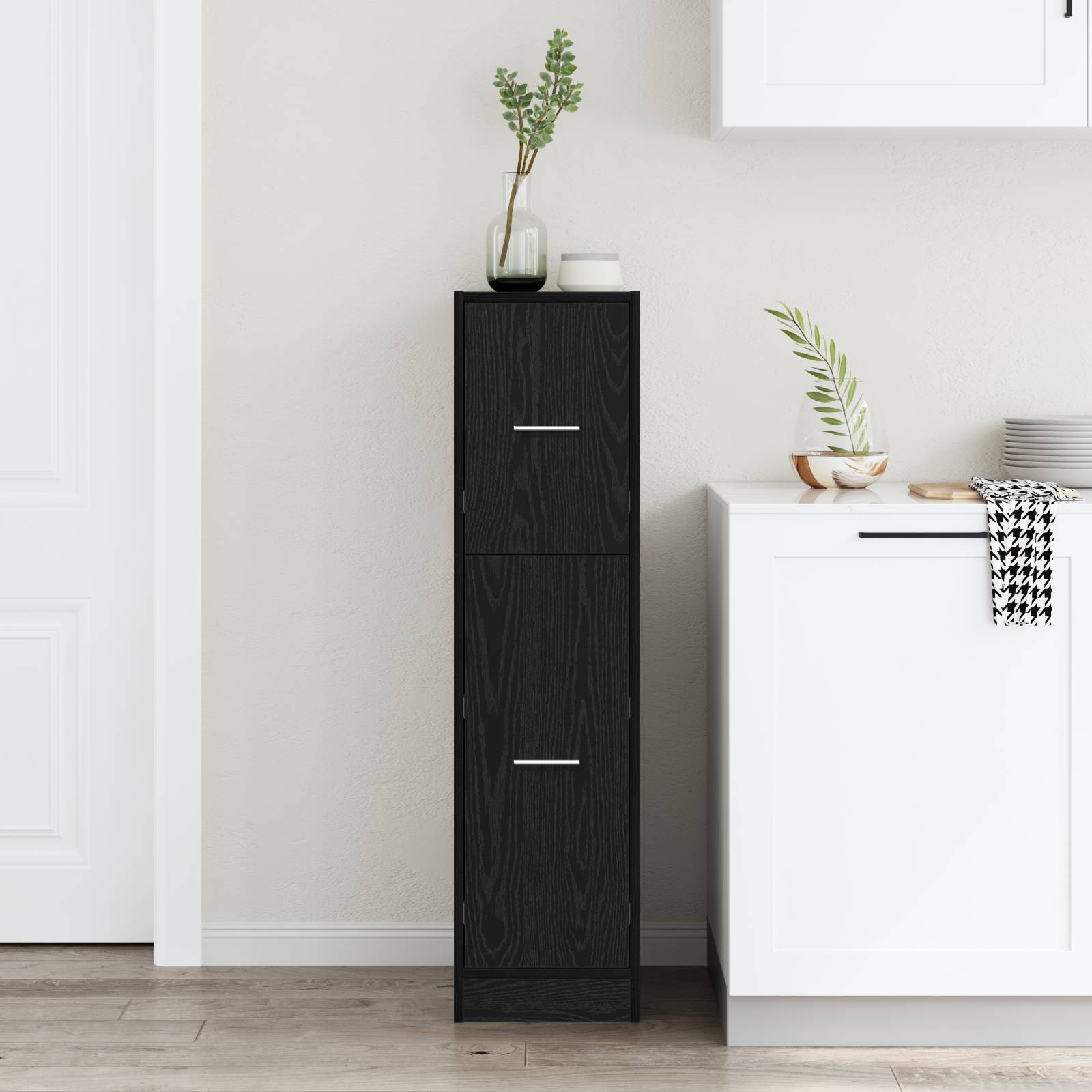 vidaXL Apotheker Schrank Schwarz Eiche 30x41x118 cm Holzwerkstoff