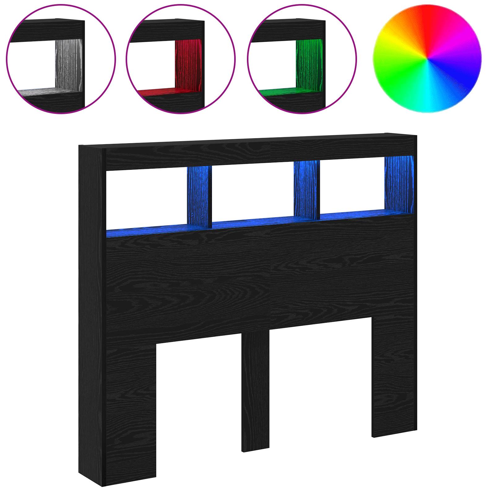 vidaXL Kopfteil aus schwarzer Eiche Schwarze Eiche Holzwerkstoff