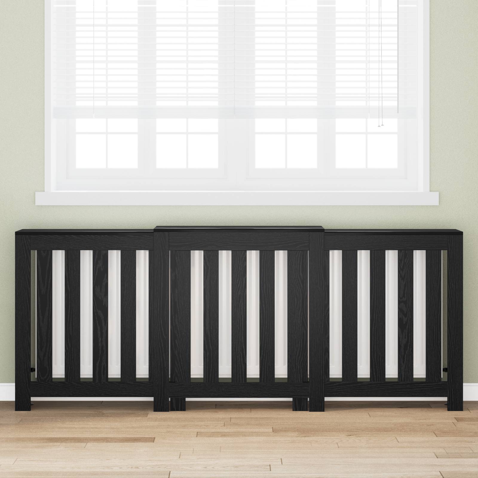 vidaXL Heizkörperabdeckung Schwarz Eiche 205x21.5x83.5 cm Vorgefertigtes Holz