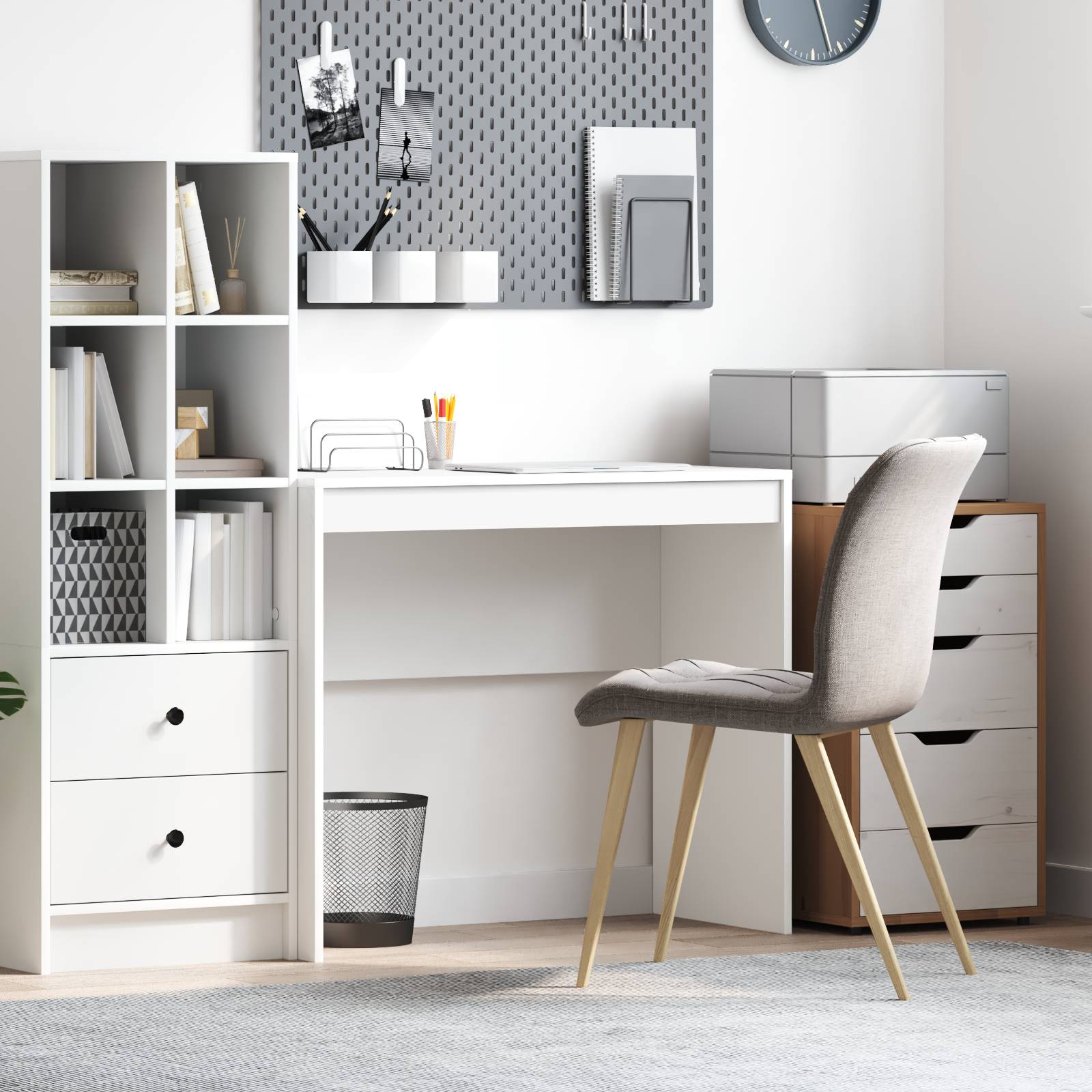 vidaXL Schreibtisch Weiß Holzwerkstoff Mittel Minimalistisch