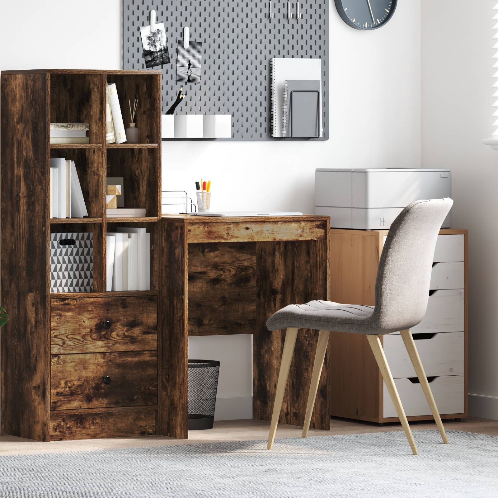 vidaXL Schreibtisch Geräucherter Eiche Engineered Wood 60 x 50 x 76 cm
