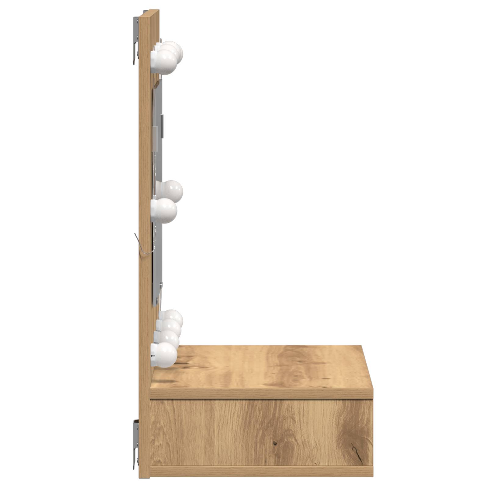 vidaXL Waschtisch mit Spiegel Eiche MDF, Glas 60 x 31.5 x 62 cm