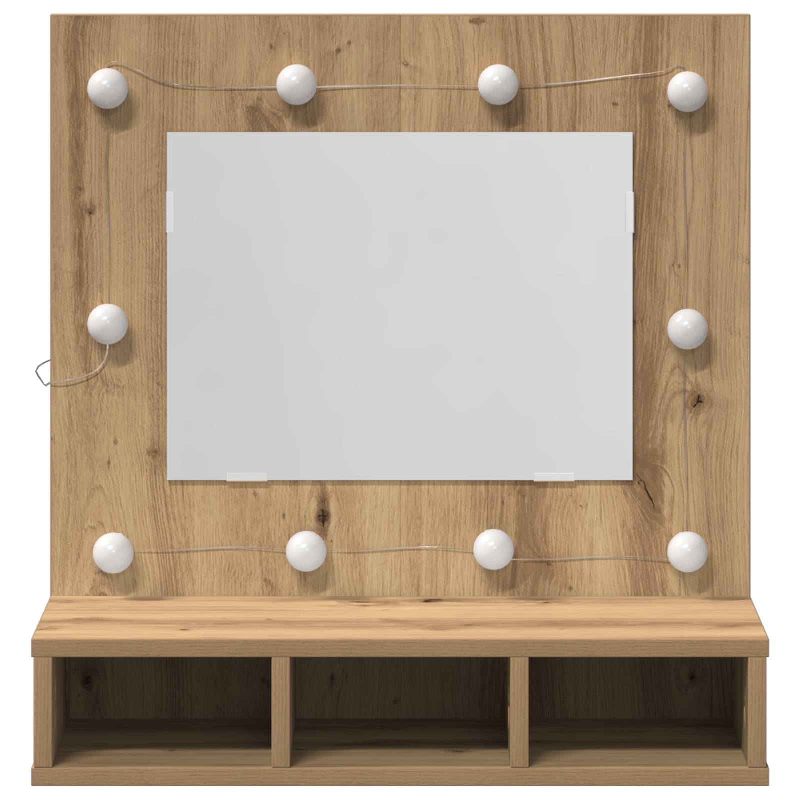 vidaXL Waschtisch mit Spiegel Eiche MDF, Glas 60 x 31.5 x 62 cm