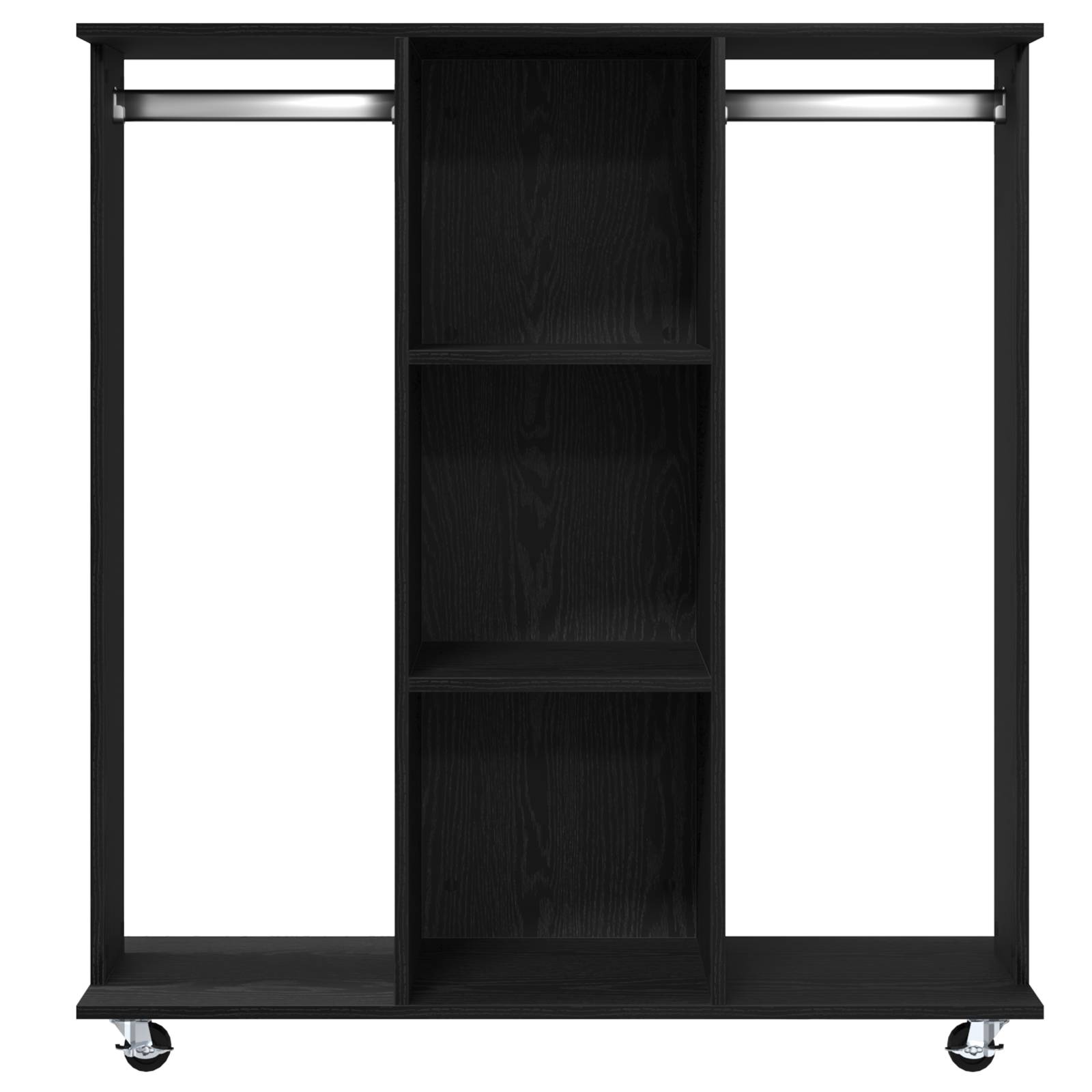 vidaXL Kleiderschrank mit Rollen Schwarz Eiche 102x38x110 cm aus Holzwerkstoff