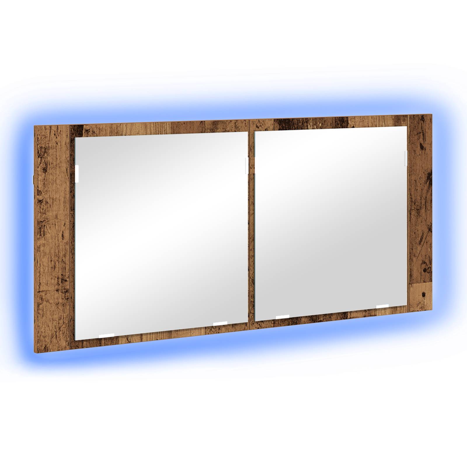 vidaXL LED Spiegelschrank Altes Holz 100x12x45 cm Faserholz