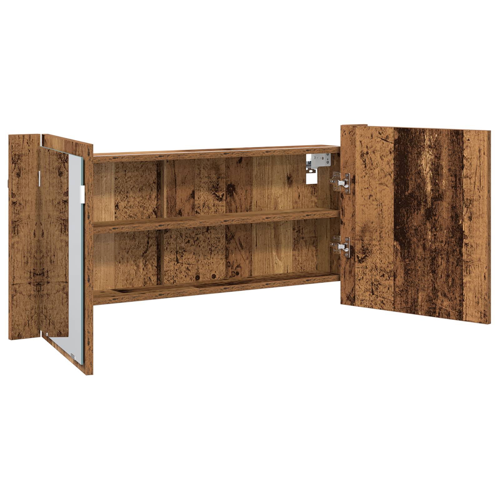 vidaXL LED Spiegelschrank Altes Holz 100x12x45 cm Faserholz