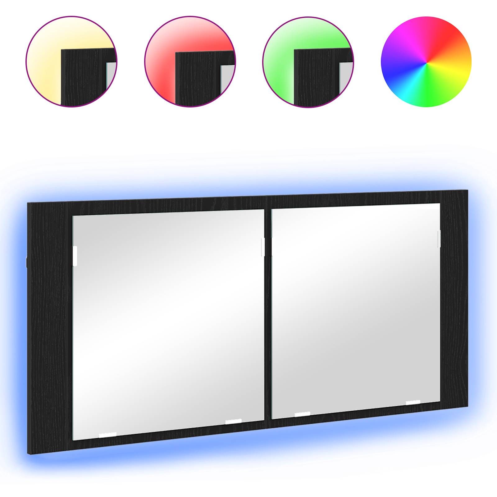 vidaXL LED Spiegelschrank Schwarz Eiche 100x12x45 cm Material