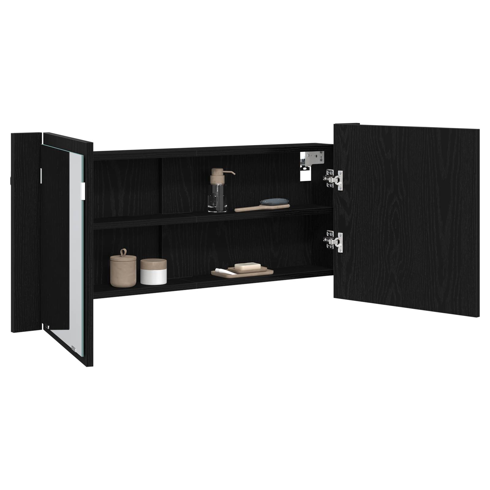 vidaXL LED Spiegelschrank Schwarz Eiche 100x12x45 cm Material