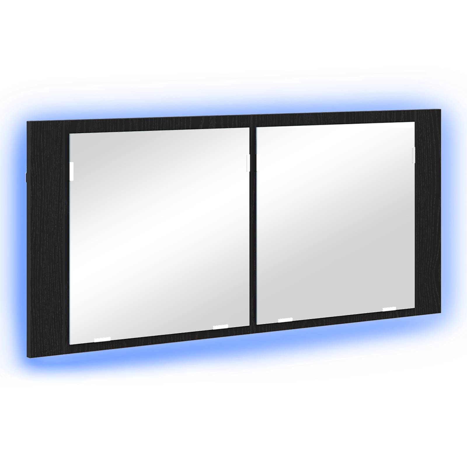vidaXL LED Spiegelschrank Schwarz Eiche 100x12x45 cm Material