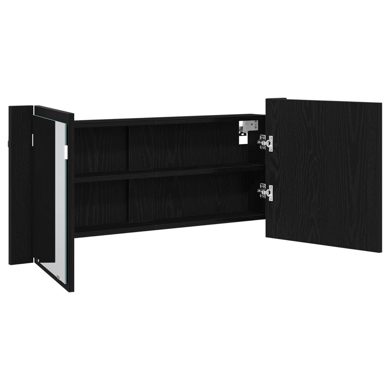 vidaXL LED Spiegelschrank Schwarz Eiche 100x12x45 cm Material