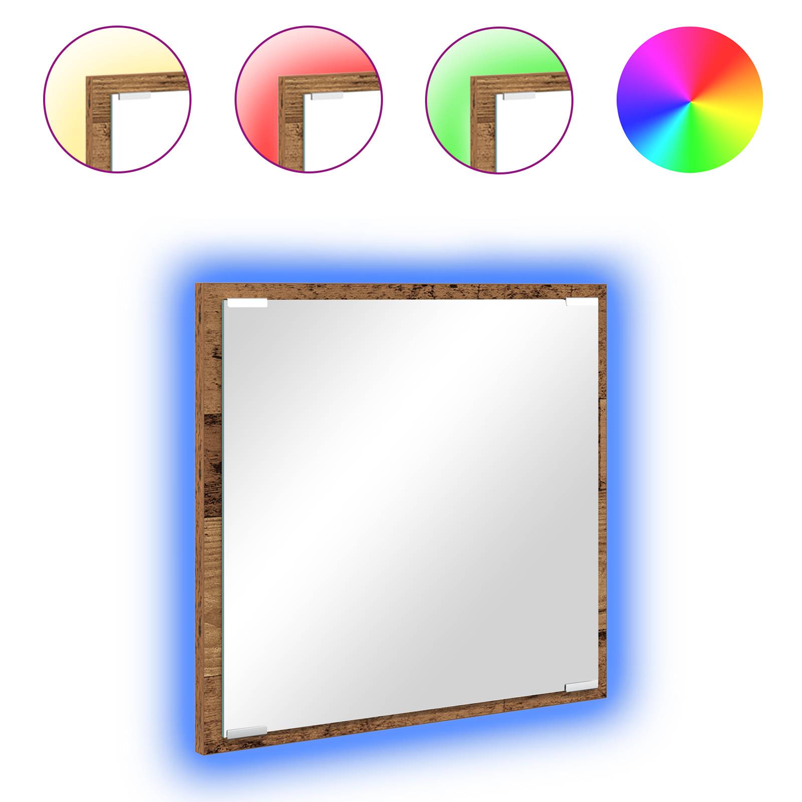 vidaXL LED Badezimmer Spiegel Altes Holz 40x8.5x37 cm Ingenieurholz