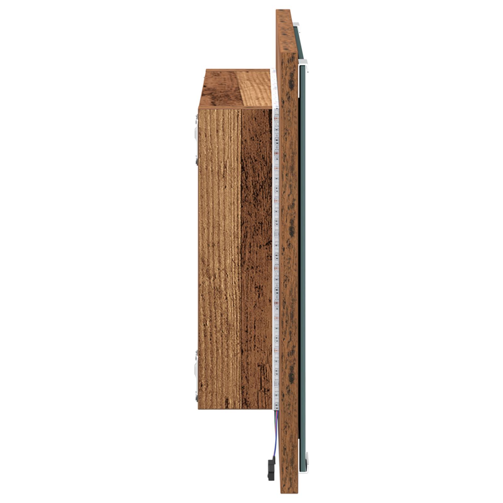 vidaXL LED Badezimmer Spiegel Altes Holz 40x8.5x37 cm Ingenieurholz