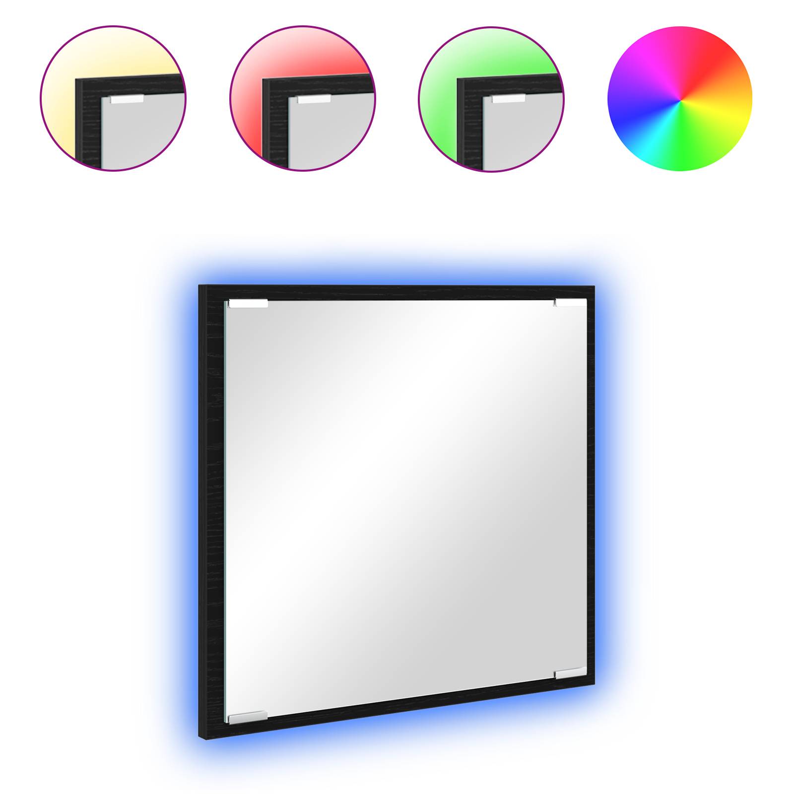 vidaXL LED Badezimmer Spiegel Schwarz Eiche 40x8.5x37 cm Ingenieurholz