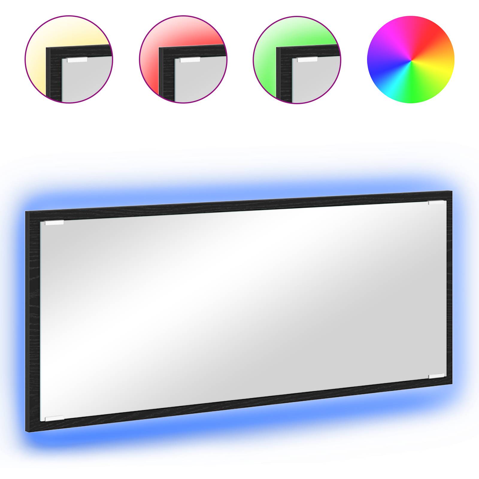 vidaXL Badspiegel Schwarze Eiche Glas, MDF Groß Spiegel Badspiegel