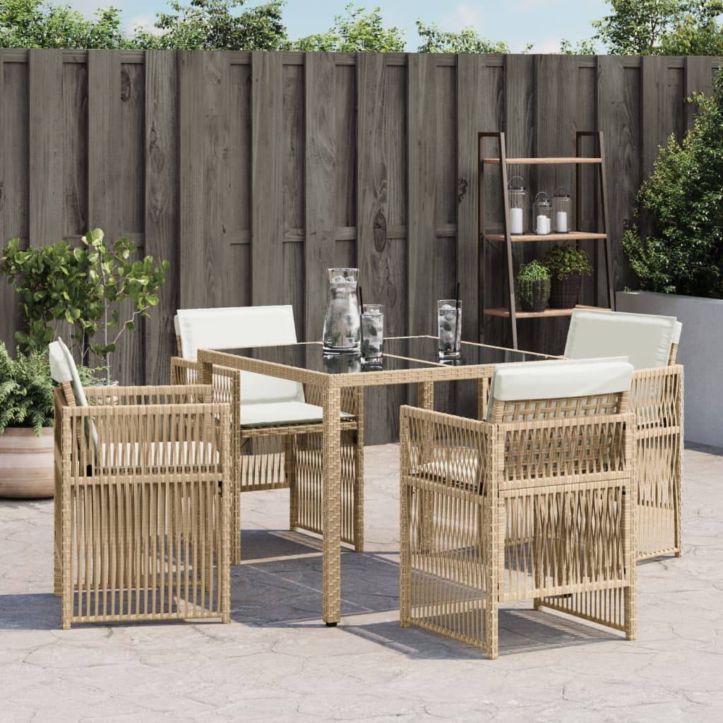 vidaXL Gartenstühle mit Kissen 4 Stk. Beige Poly Rattan
