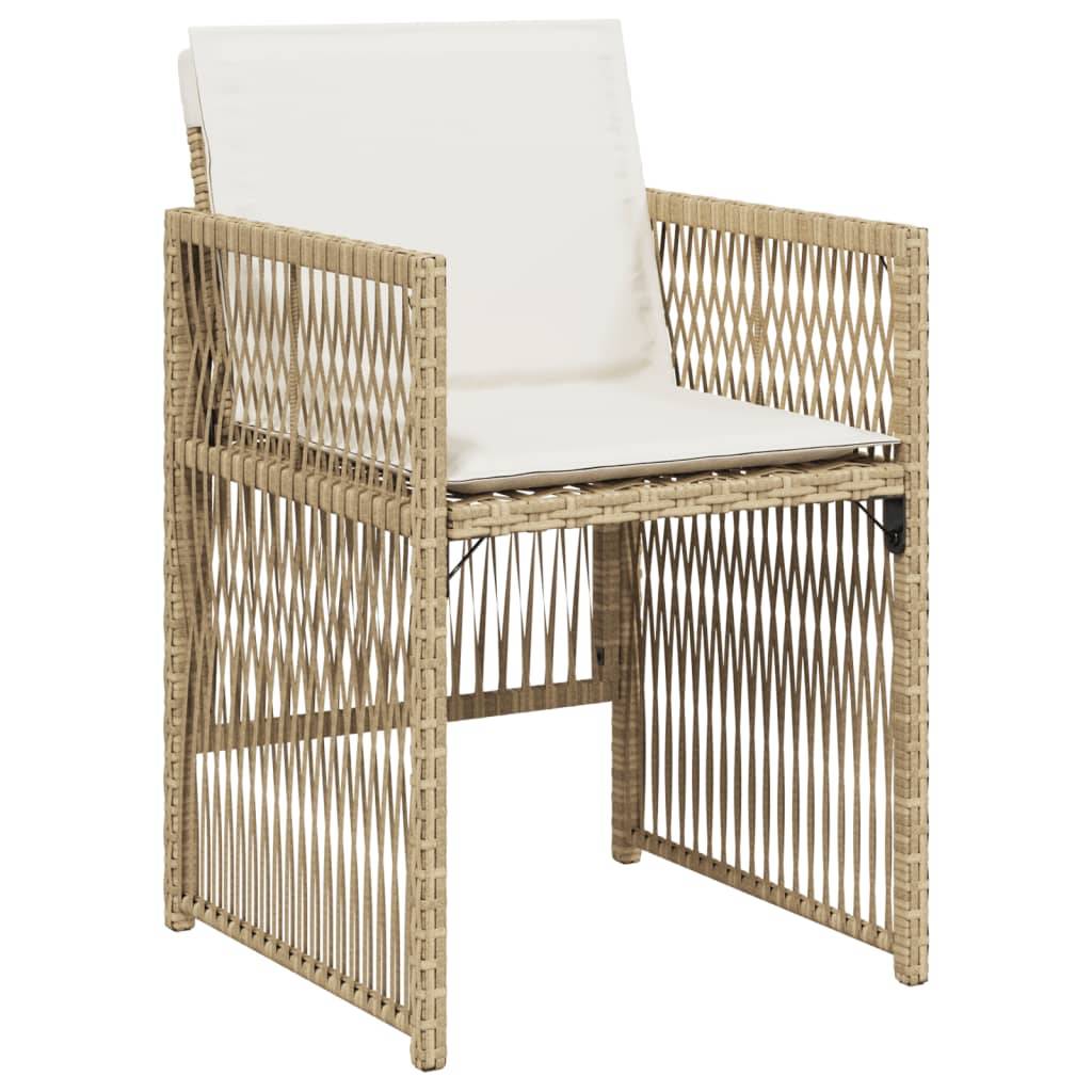 vidaXL Gartenstühle mit Kissen 4 Stk. Beige Poly Rattan