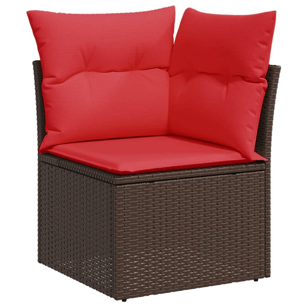 vidaXL 10-tlg. Garten-Sofagarnitur mit Kissen Braun Poly Rattan