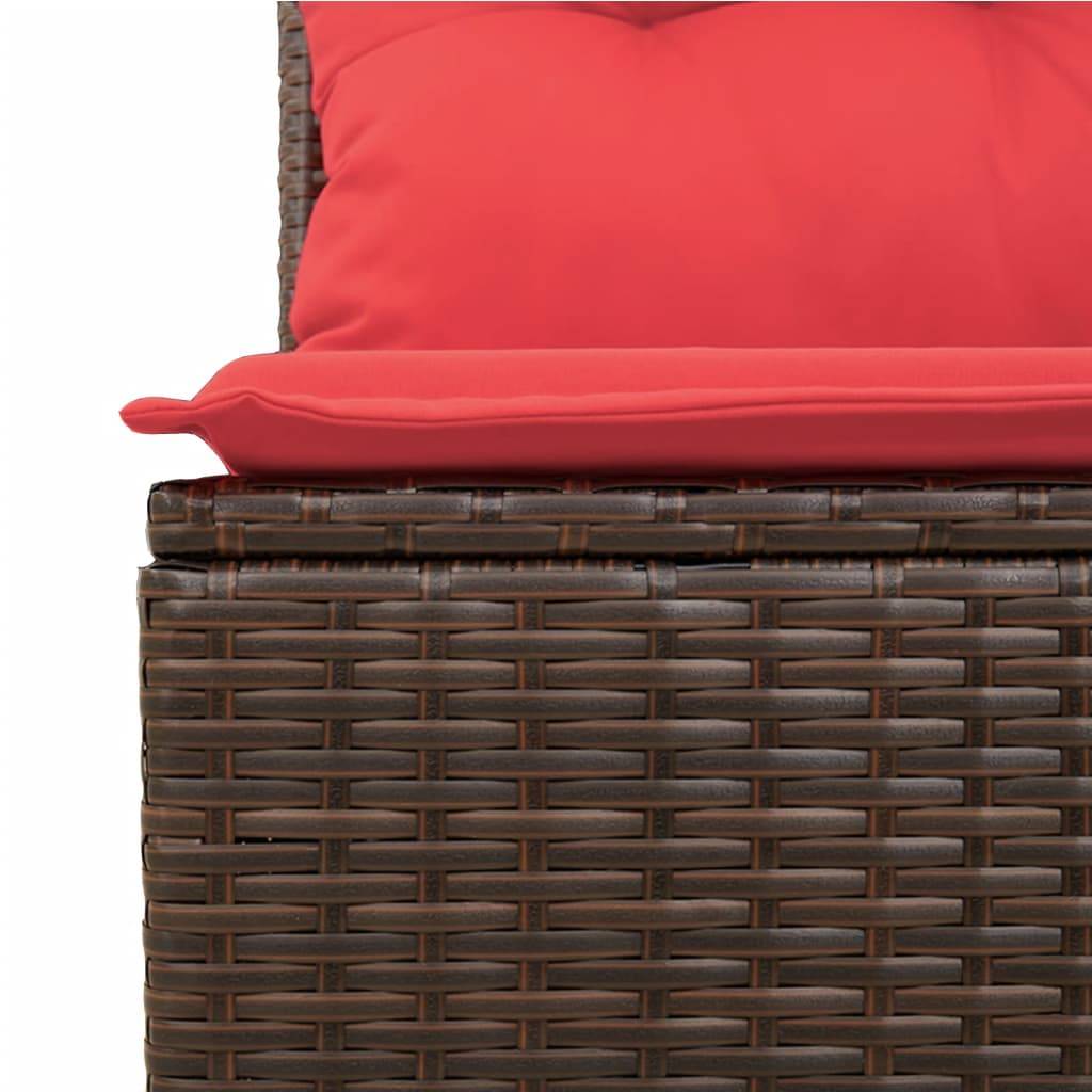 vidaXL 11-tlg. Garten-Sofagarnitur mit Kissen Braun Poly Rattan