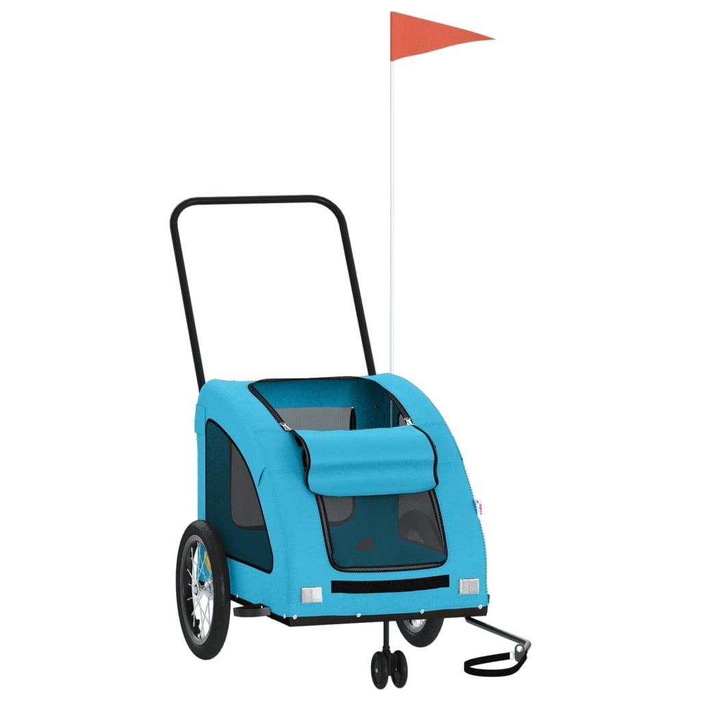 vidaXL Fahrradanhänger Hunde Blau Oxford-Gewebe und Eisen