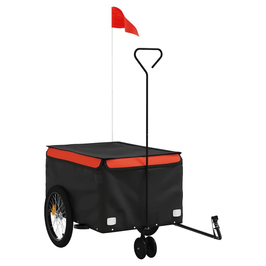 vidaXL Fahrradanhänger Schwarz und Orange 30 kg Eisen