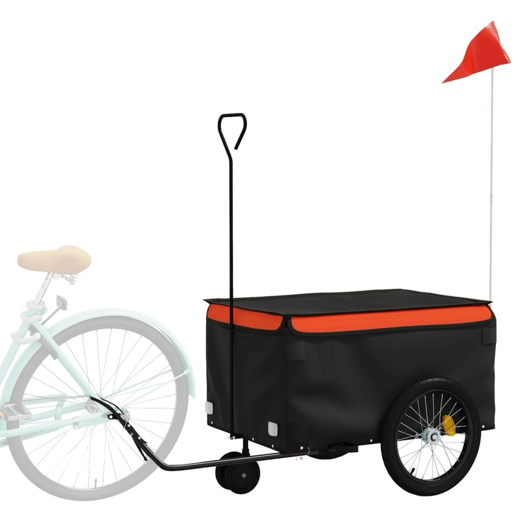 vidaXL Fahrradanhänger Schwarz und Orange 30 kg Eisen