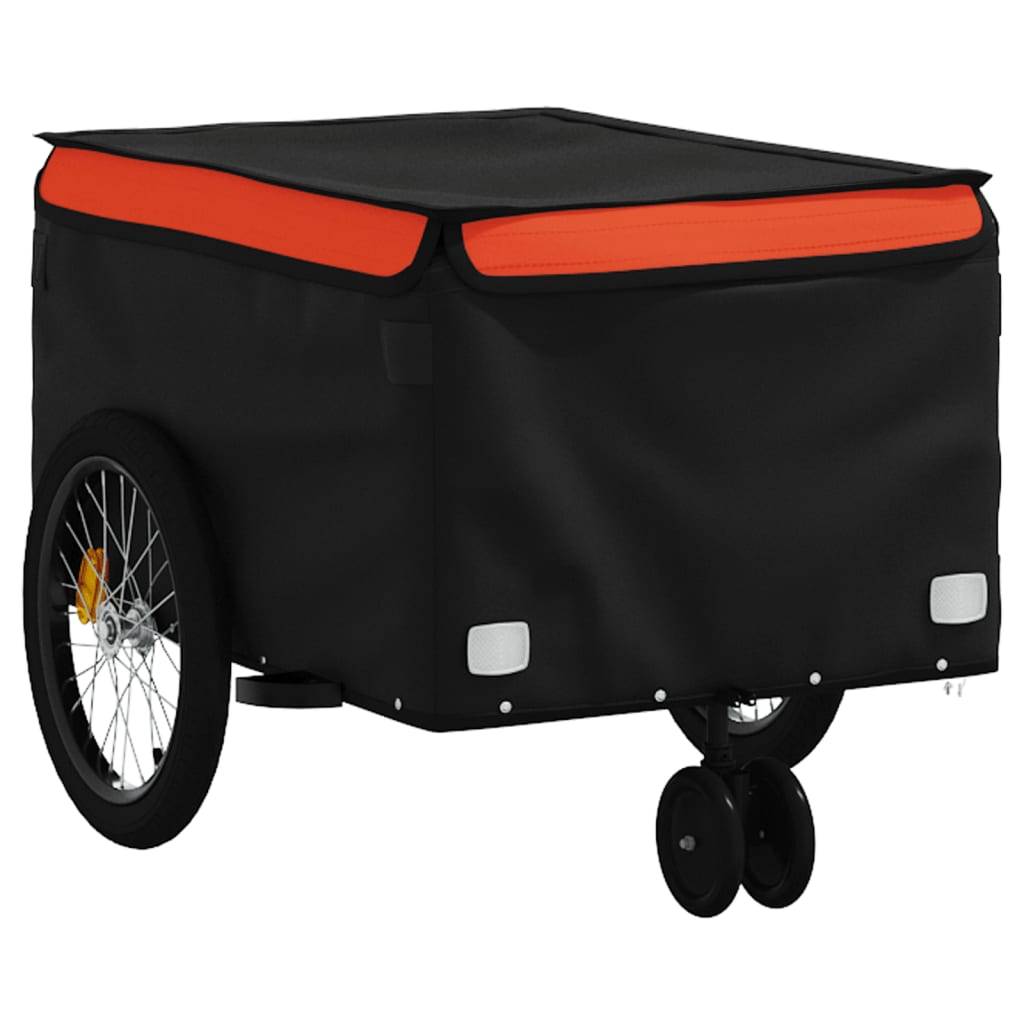 vidaXL Fahrradanhänger Schwarz und Orange 30 kg Eisen