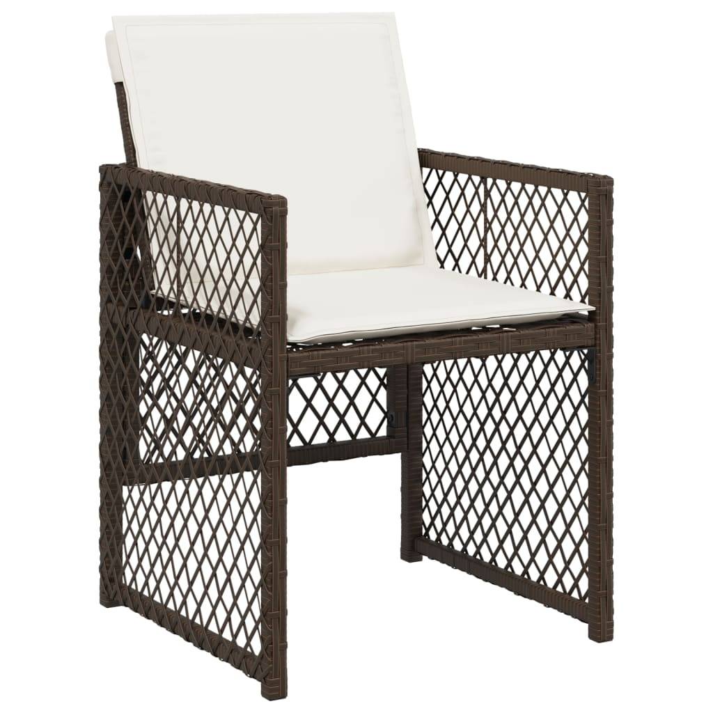 vidaXL 11-tlg. Garten-Essgruppe mit Kissen Braun Poly Rattan