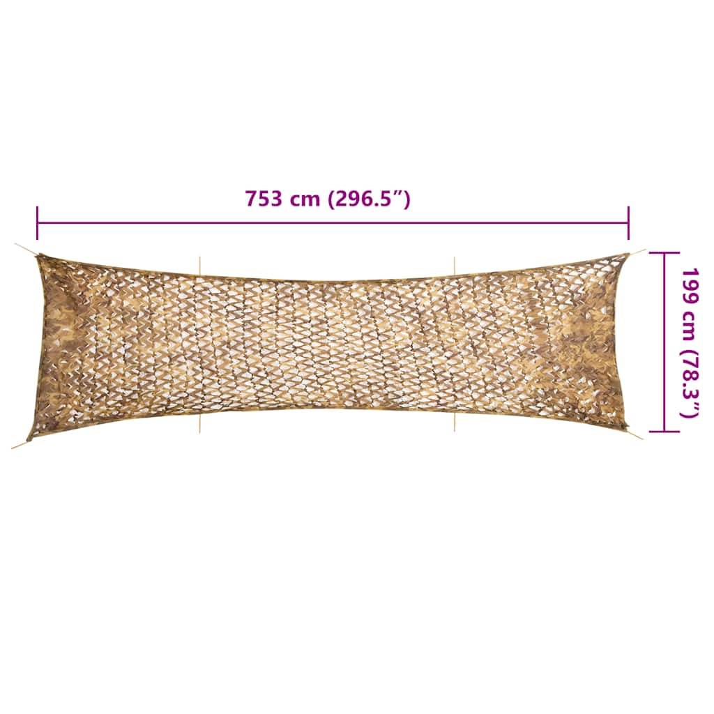 vidaXL Tarnnetz mit Aufbewahrungstasche 753x199 cm Sandfarbe